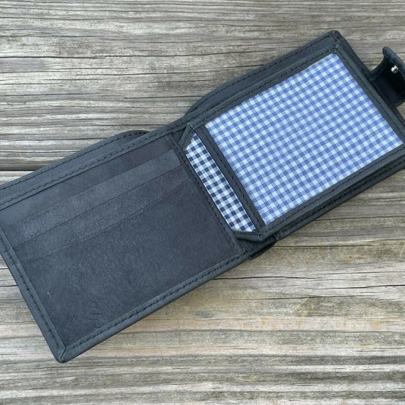 Card Holder Black Wallet Handmade Purse Bi Fold Genuine Leather Purse - Picture 8 of 12
